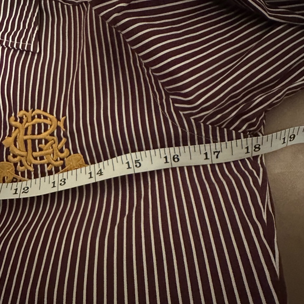 Ralph Lauren Maroon and White Striped Shirt - Picture 11 of 12